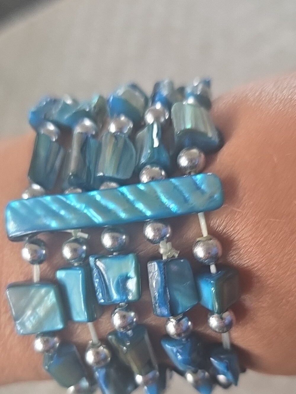 Blue Shell Bead Stretch Bracelet - Women Jewelry
